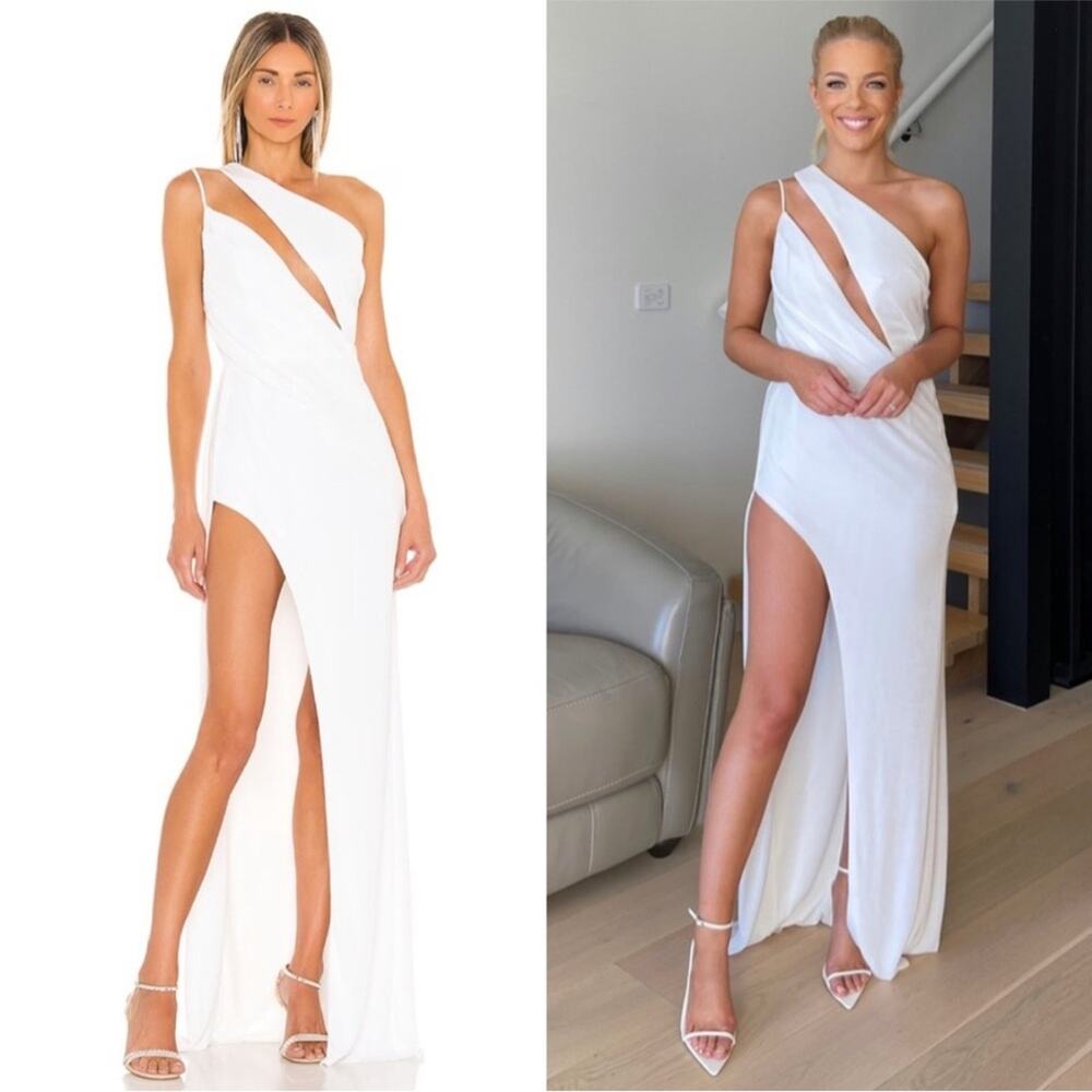 Katie May X Revolve A Cut Above One Shoulder Gown Size Small Ivory